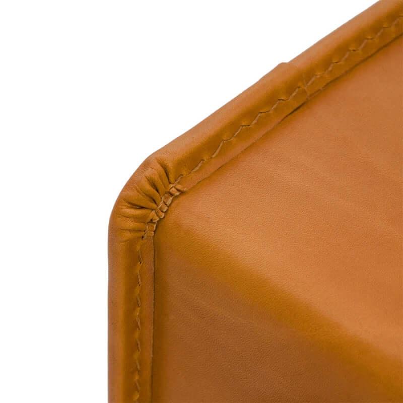 Murase Kabanko premium backpack brown leather corner with visible stitching