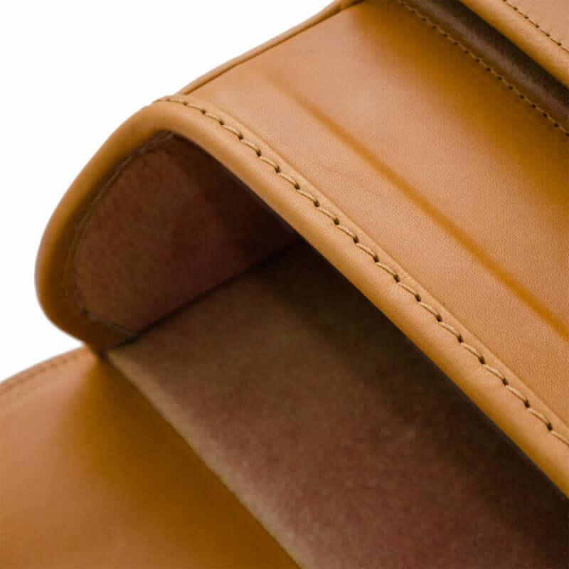 Premium Adults Randoseru by Murase Kabanko – close-up of tan Japanese Randoseru backpack showcasing quality leather and stitching