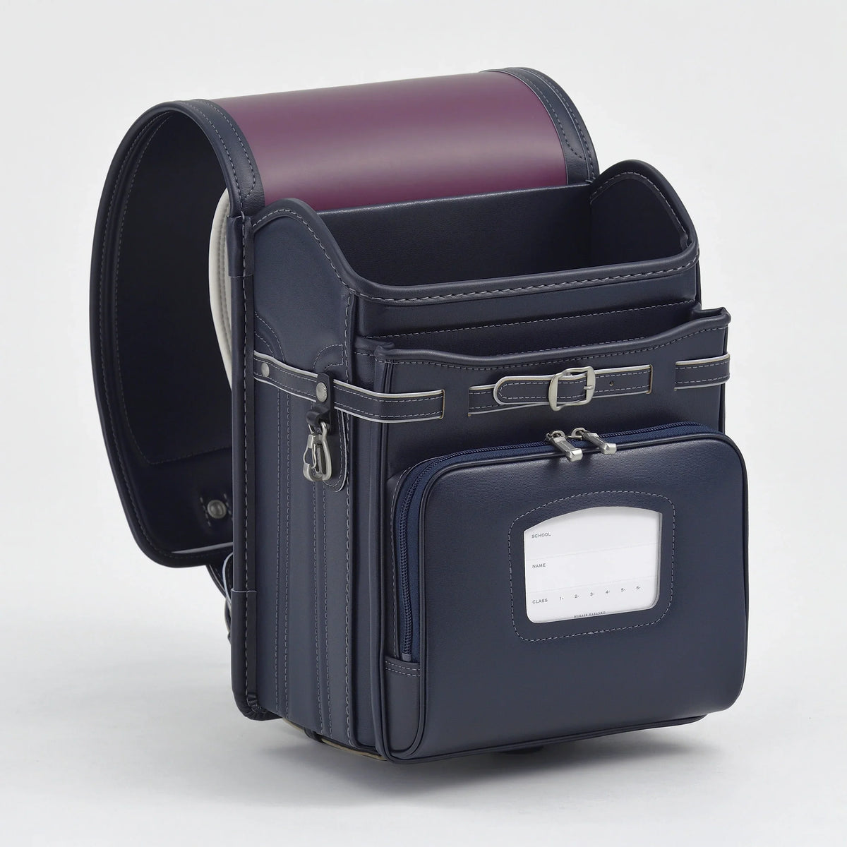 Bolca Randoseru by Murase Kabanko – japanese randoseru backpack navy blue with purple flap, school bag for kids