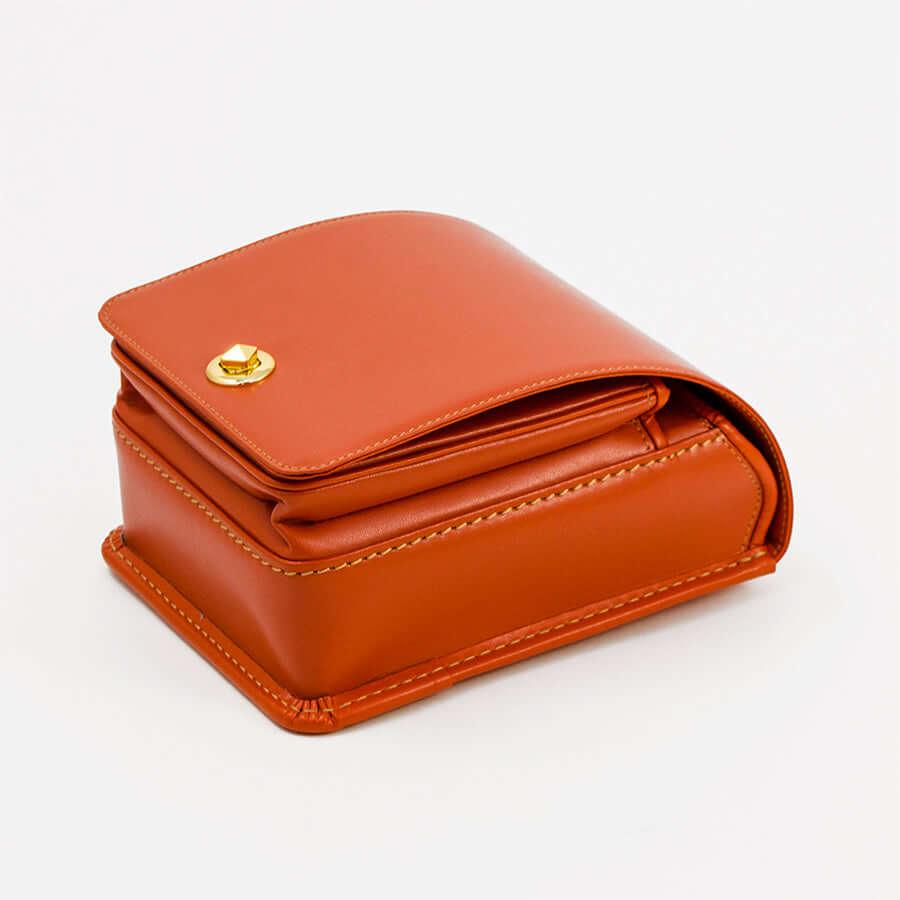 Murase Kabanko mini randoseru backpack in orange with gold clasp